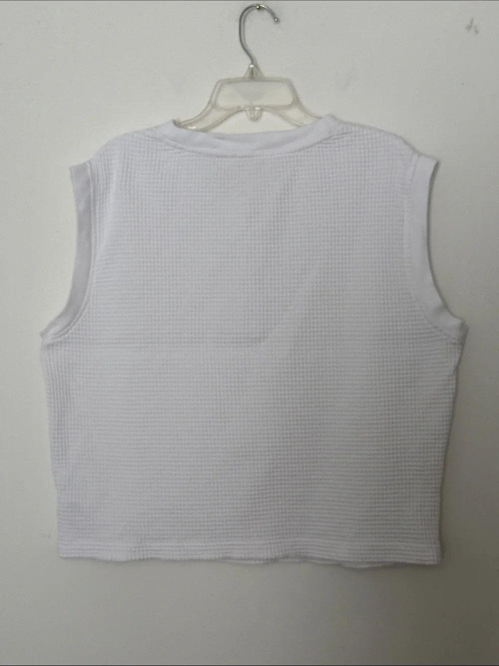 Haven Well Within White Waffle Sleeveless Tank Large 100% Organic Cotton